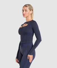 Apex Contrast Long Sleeve Top Heavy Blue/Force Blue