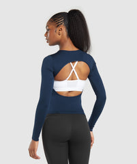Everyday Open Back Long Sleeve Top Navy