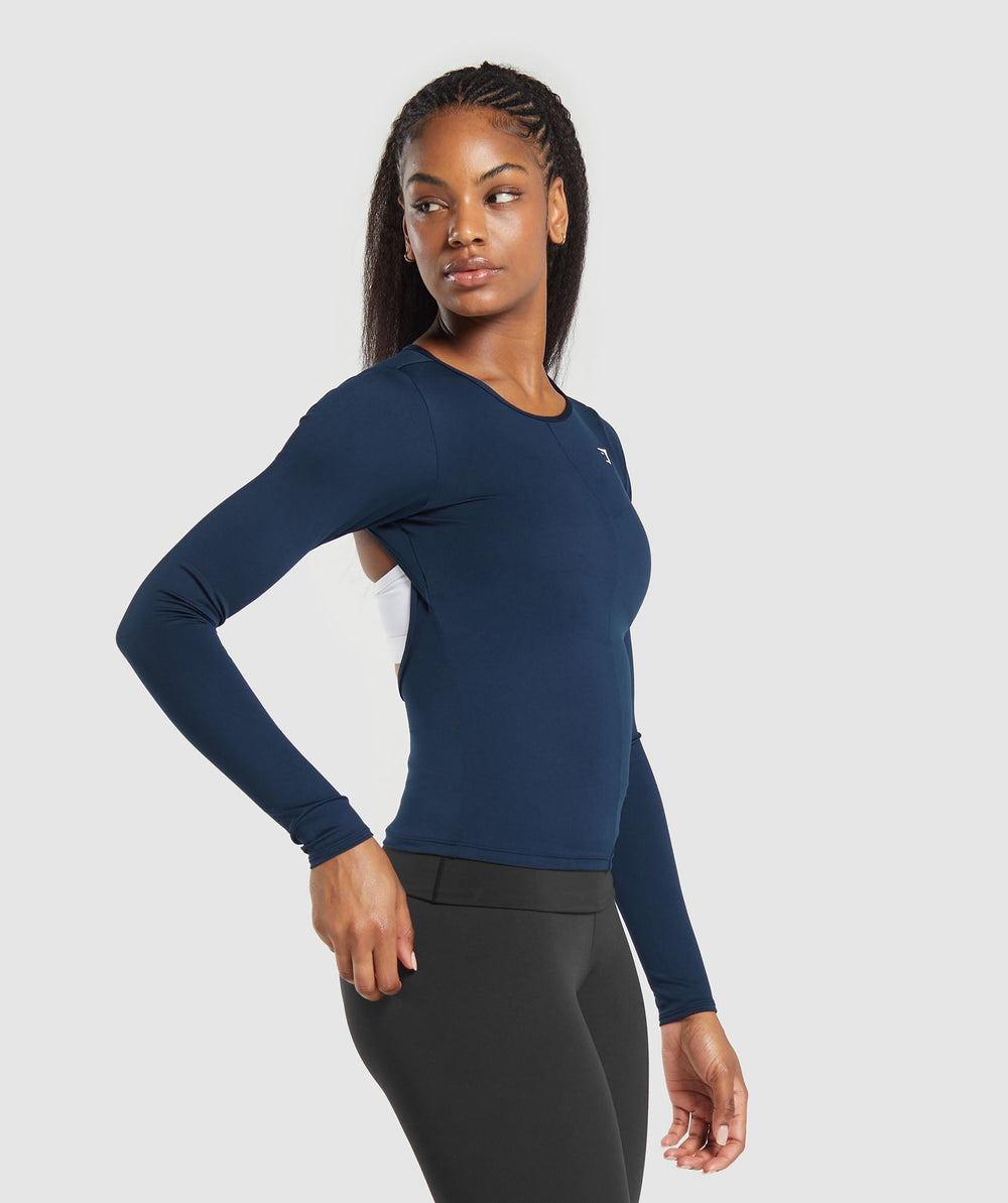 Everyday Open Back Long Sleeve Top Navy