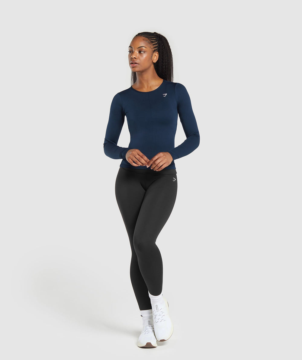 Everyday Open Back Long Sleeve Top Navy