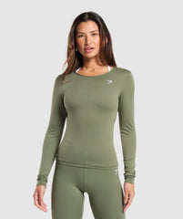 Everyday Open Back Long Sleeve Top Core Olive