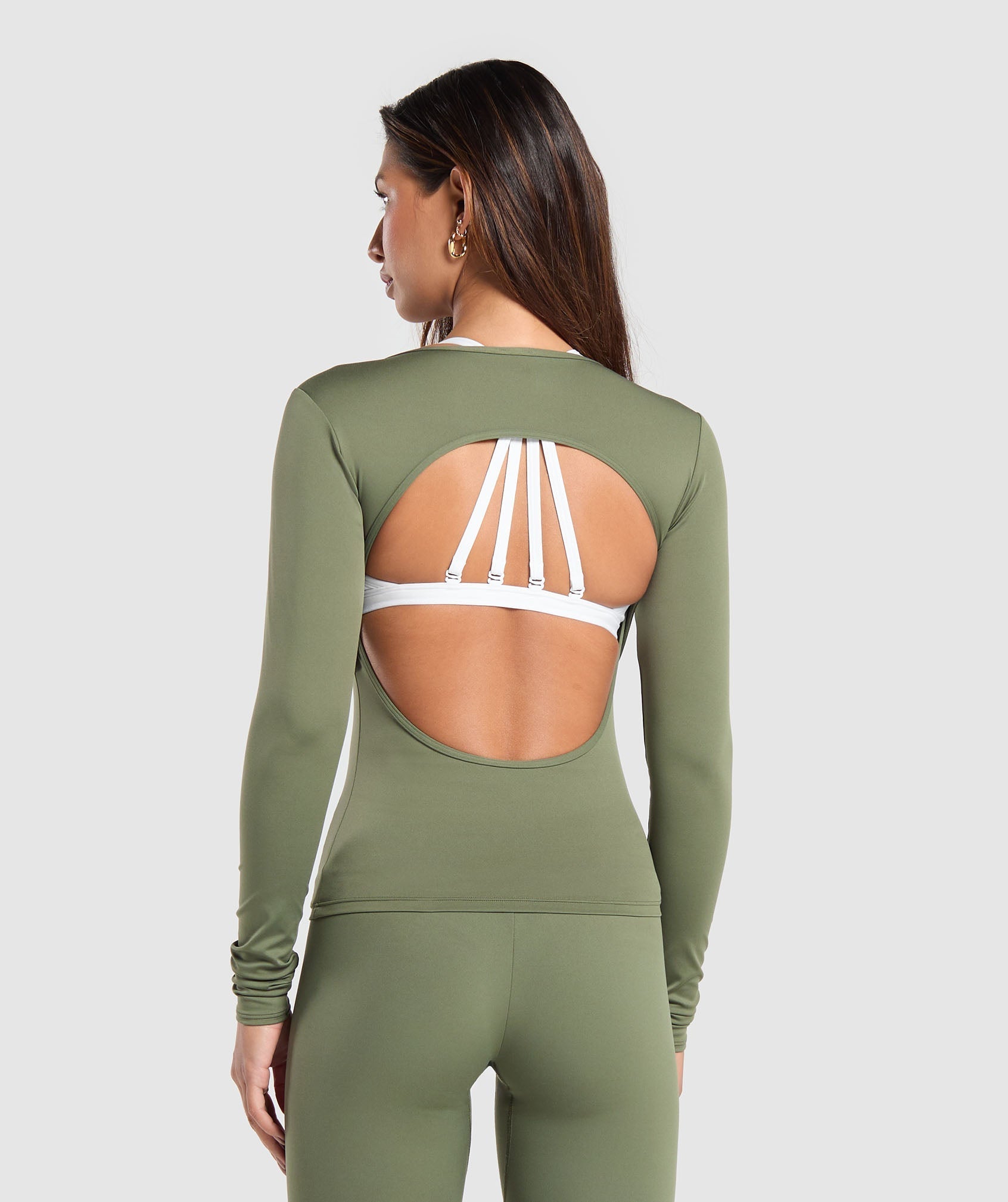 Everyday Open Back Long Sleeve Top Core Olive