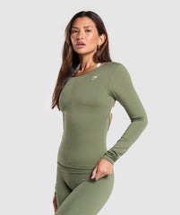 Everyday Open Back Long Sleeve Top Core Olive
