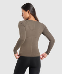 Rest Day Buttery Soft Long Sleeve Top Camo Brown