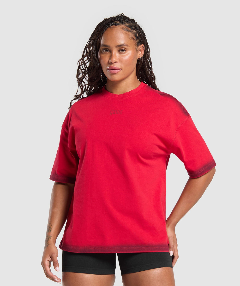 Gains Washed Heavyweight Cotton T-Shirt Conditioning Red/Sets Red