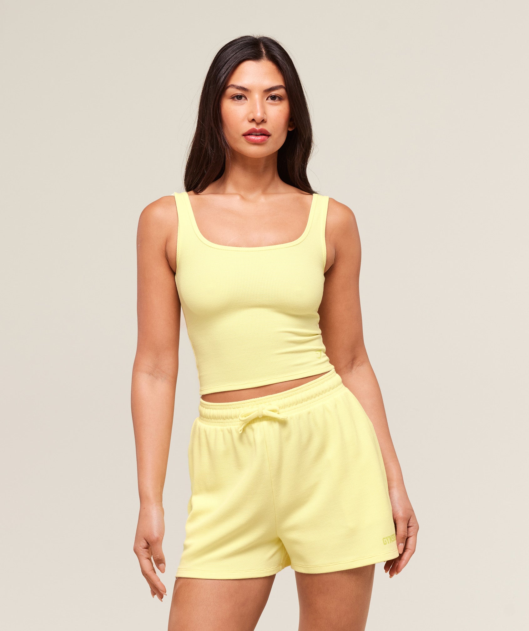 Waffle Cropped Tank Refresh Yellow