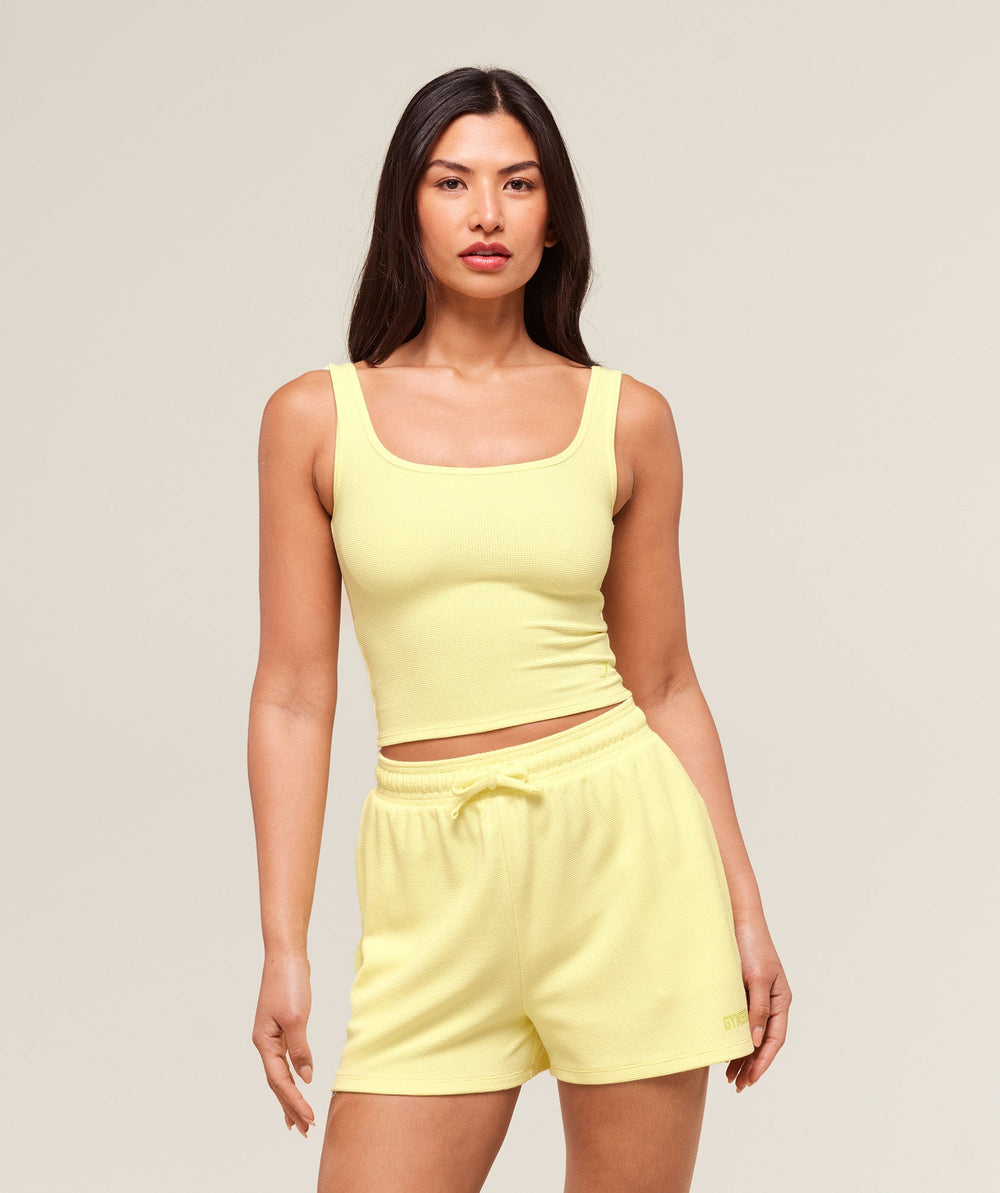 Waffle Cropped Tank Refresh Yellow