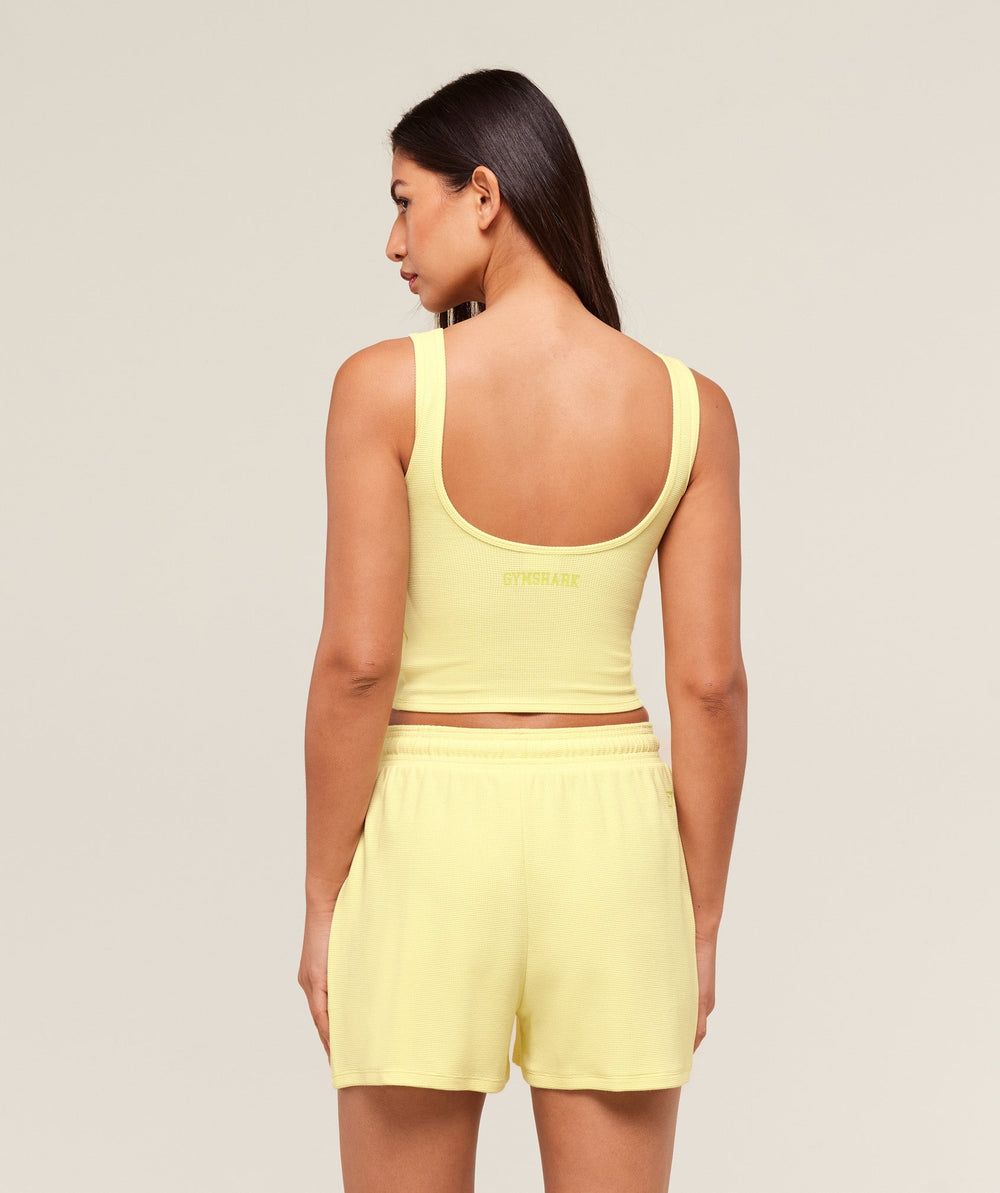 Waffle Cropped Tank Refresh Yellow