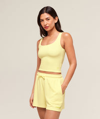 Waffle Cropped Tank Refresh Yellow