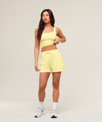 Waffle Cropped Tank Refresh Yellow