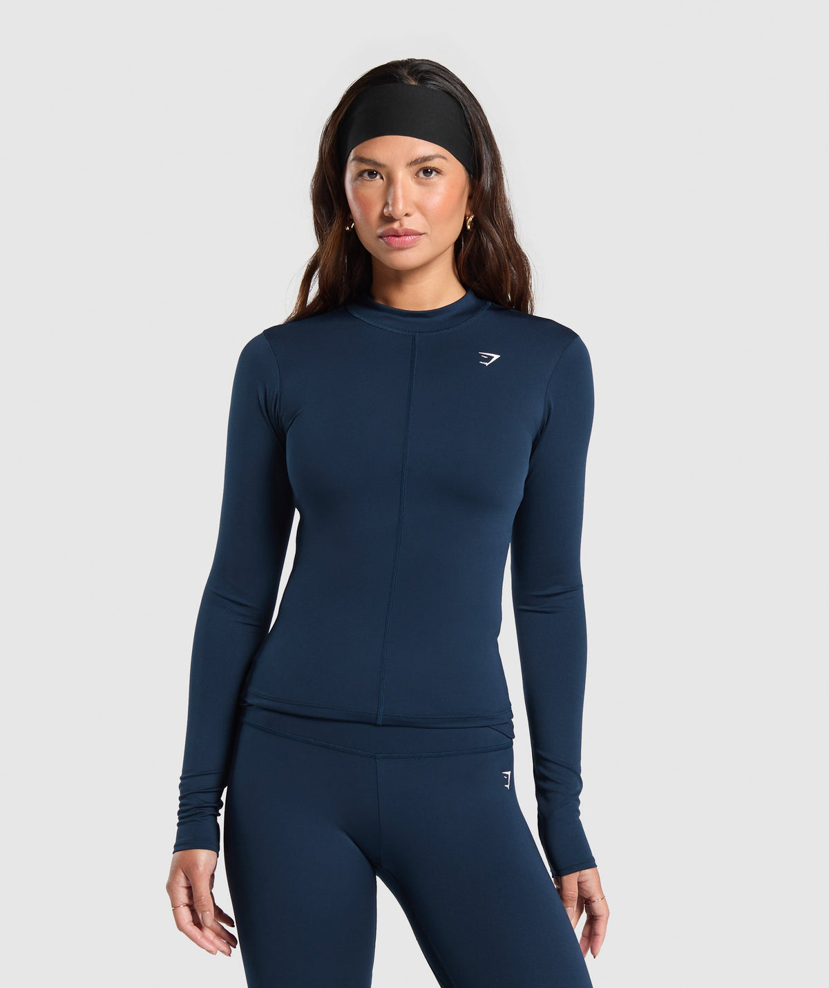 Everyday High Neck Long Sleeve Top Navy