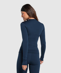 Everyday High Neck Long Sleeve Top Navy