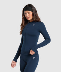 Everyday High Neck Long Sleeve Top Navy