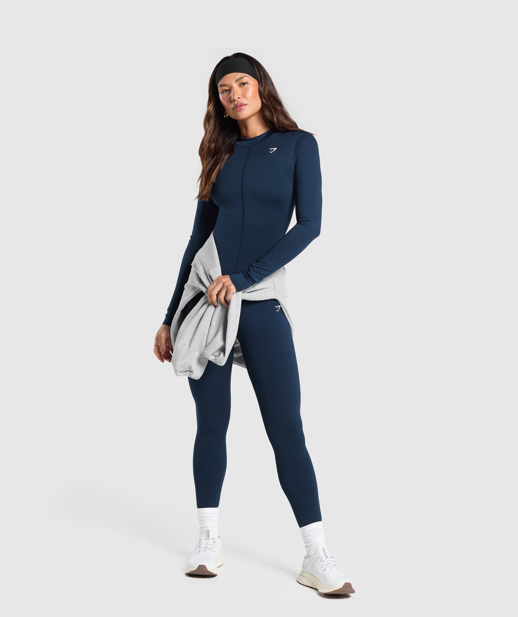 Everyday High Neck Long Sleeve Top Navy