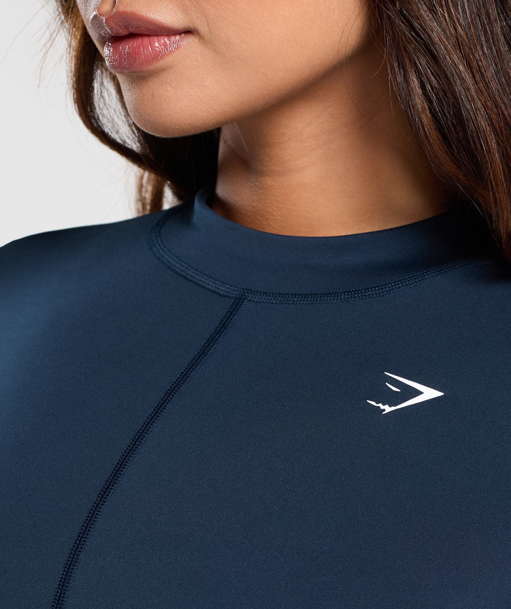 Everyday High Neck Long Sleeve Top Navy