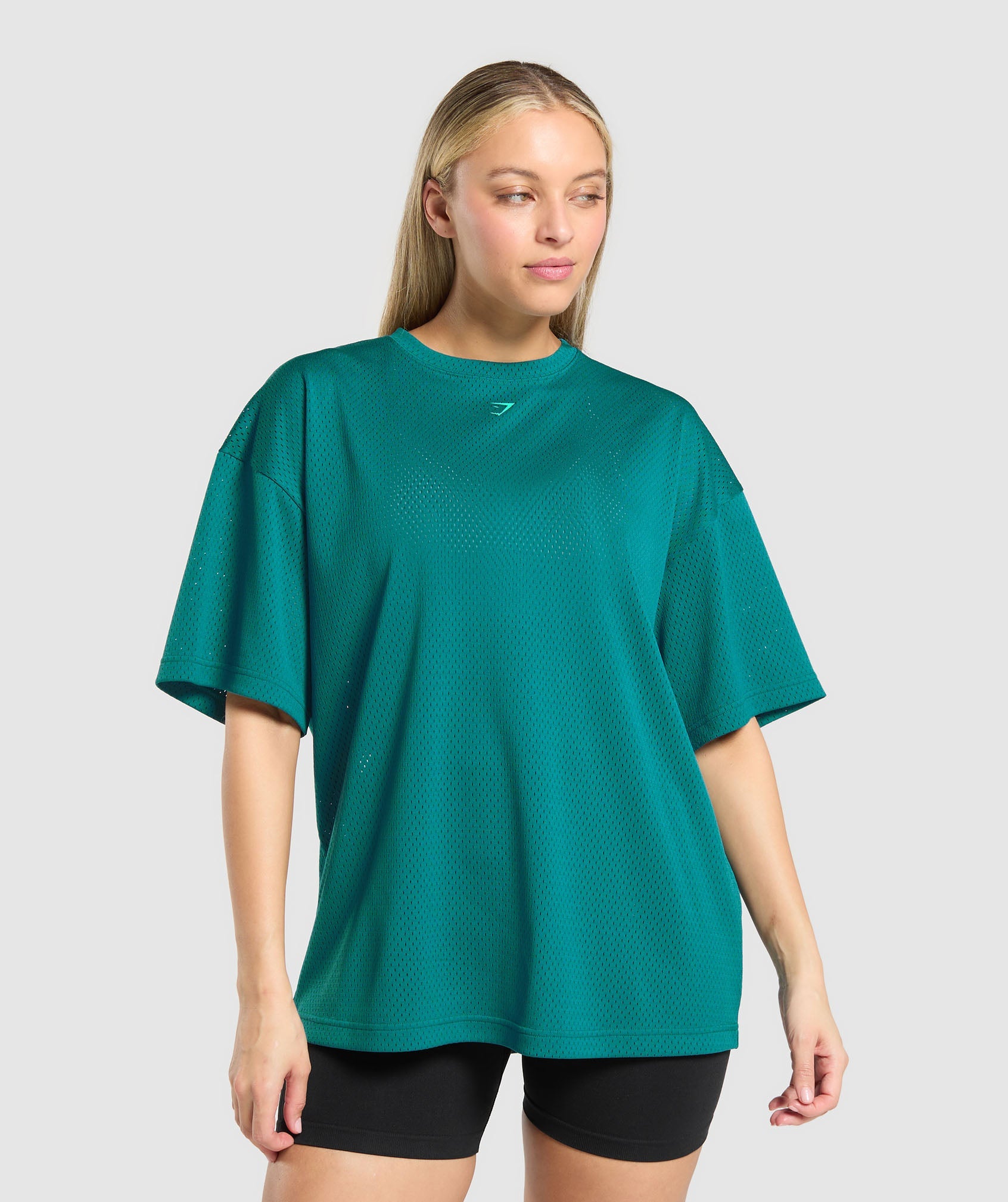 Mesh Graphic Oversized T-Shirt Functional Teal