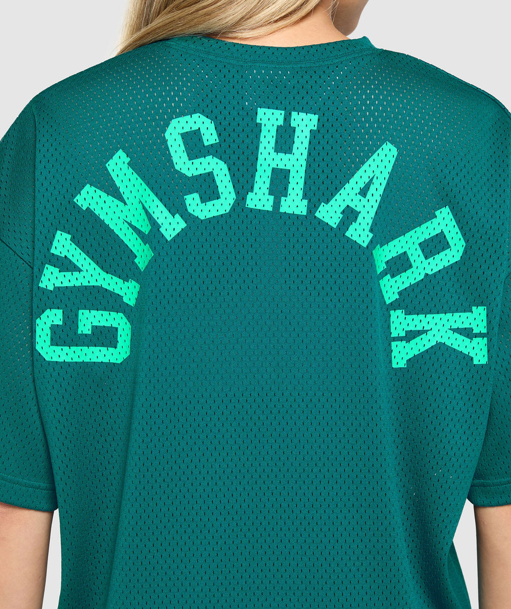 Mesh Graphic Oversized T-Shirt Functional Teal