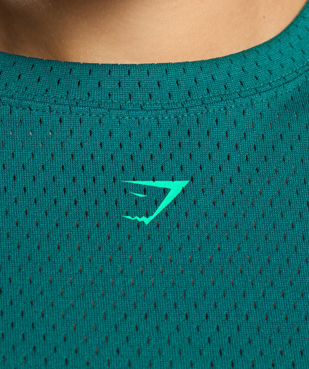 Mesh Graphic Oversized T-Shirt Functional Teal