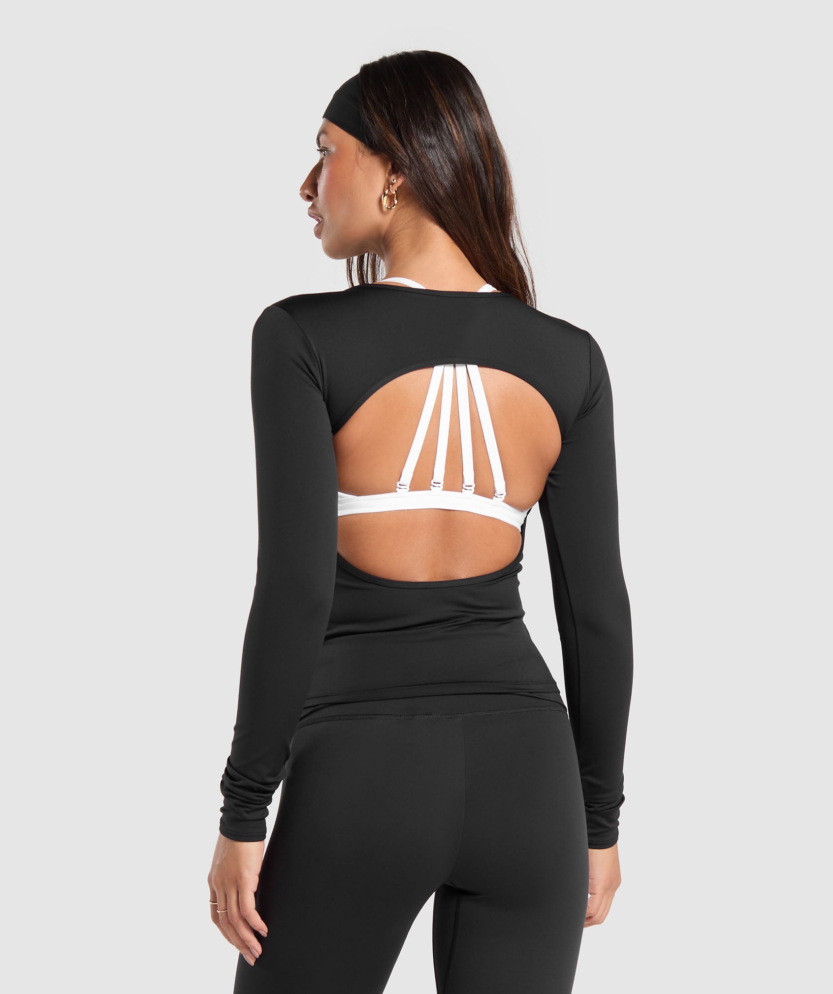 Everyday Open Back Long Sleeve Top Black