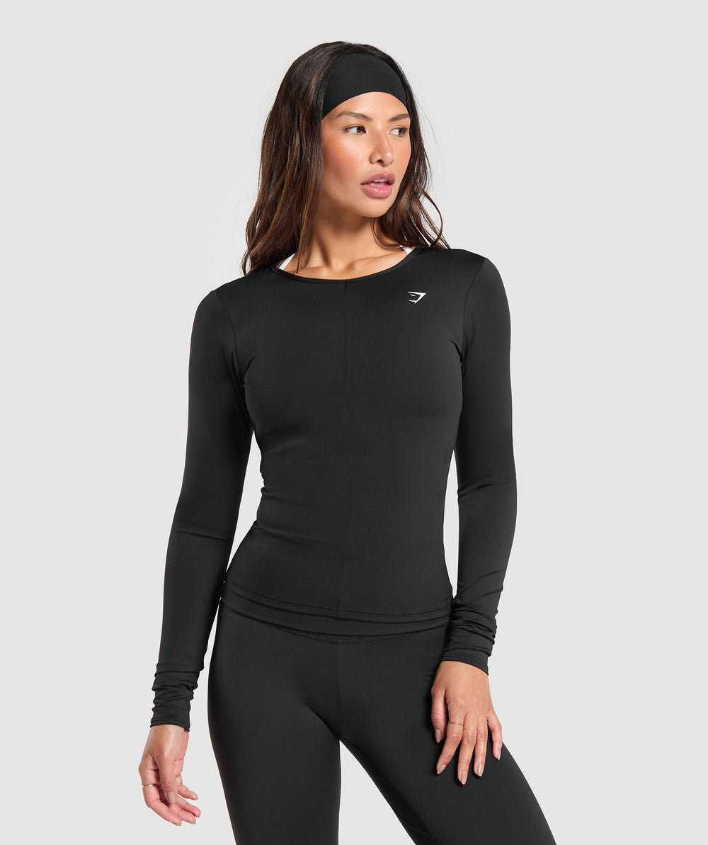 Everyday Open Back Long Sleeve Top Black