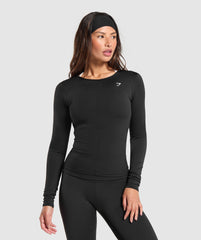 Everyday Open Back Long Sleeve Top Black