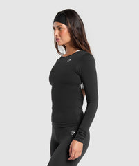 Everyday Open Back Long Sleeve Top Black