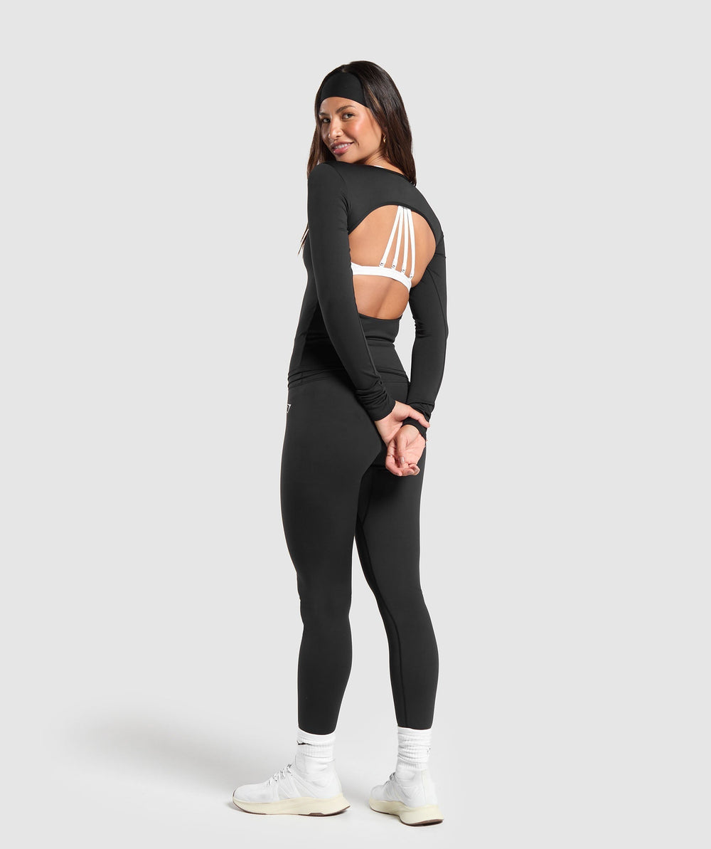 Everyday Open Back Long Sleeve Top Black