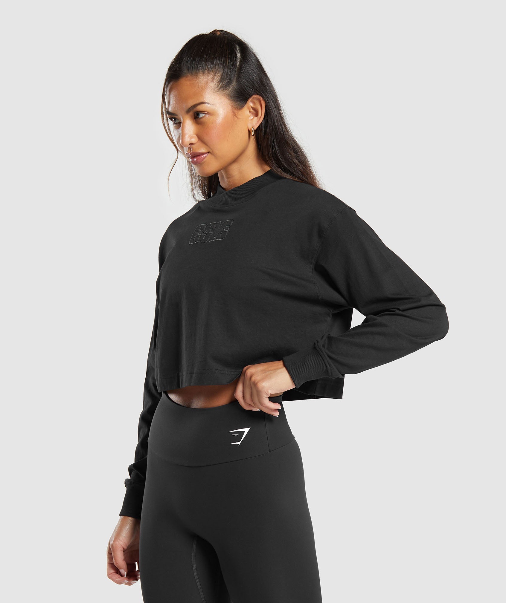 Outline Oversized Top Black