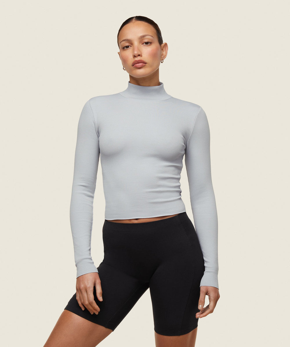 everywear Long Sleeve Ribbed Turtle Neck Ice Grey