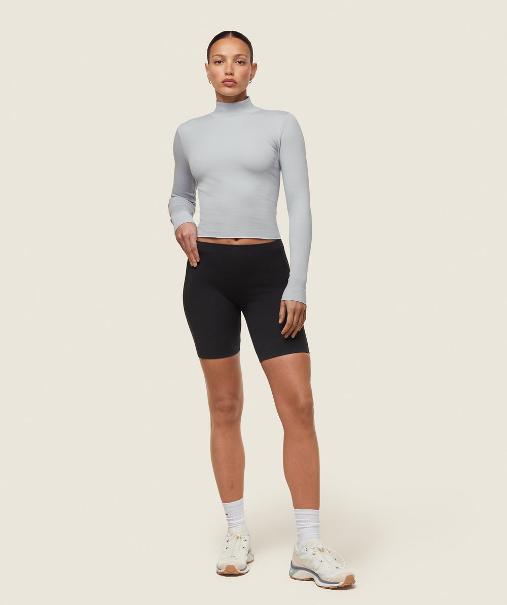 everywear Long Sleeve Ribbed Turtle Neck Ice Grey