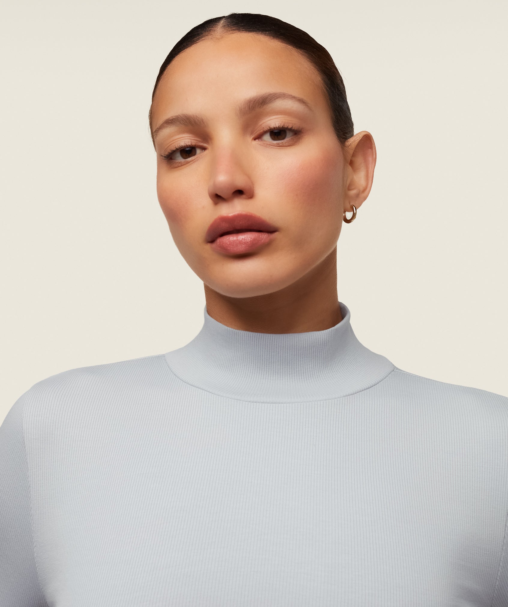 everywear Long Sleeve Ribbed Turtle Neck Ice Grey