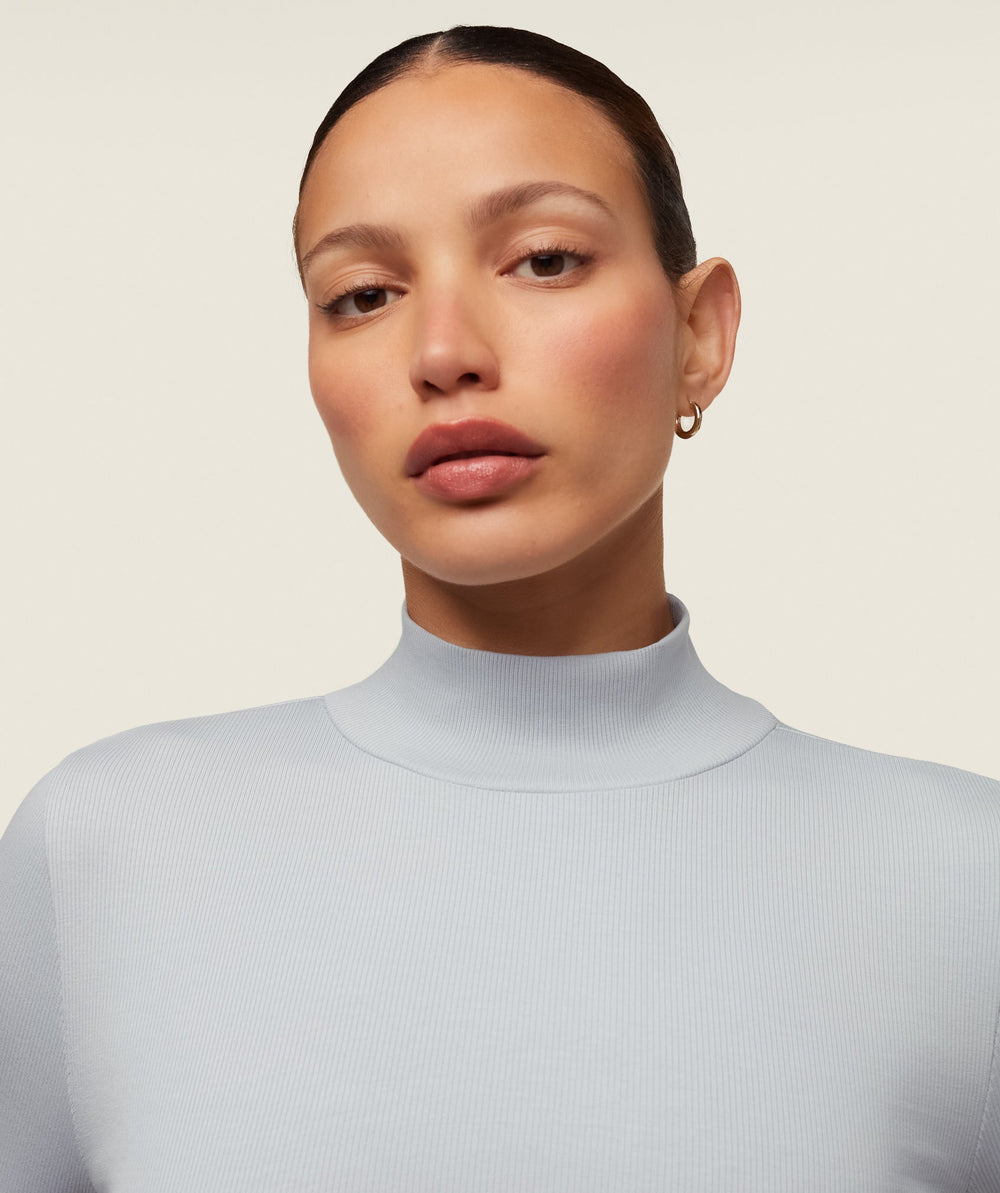 everywear Long Sleeve Ribbed Turtle Neck Ice Grey