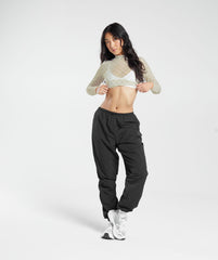 Monogram Mesh Long Sleeve Top Vanilla White