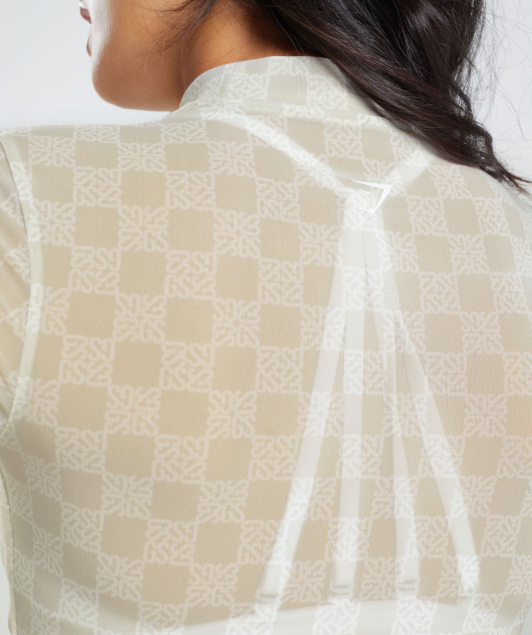 Monogram Mesh Long Sleeve Top Vanilla White