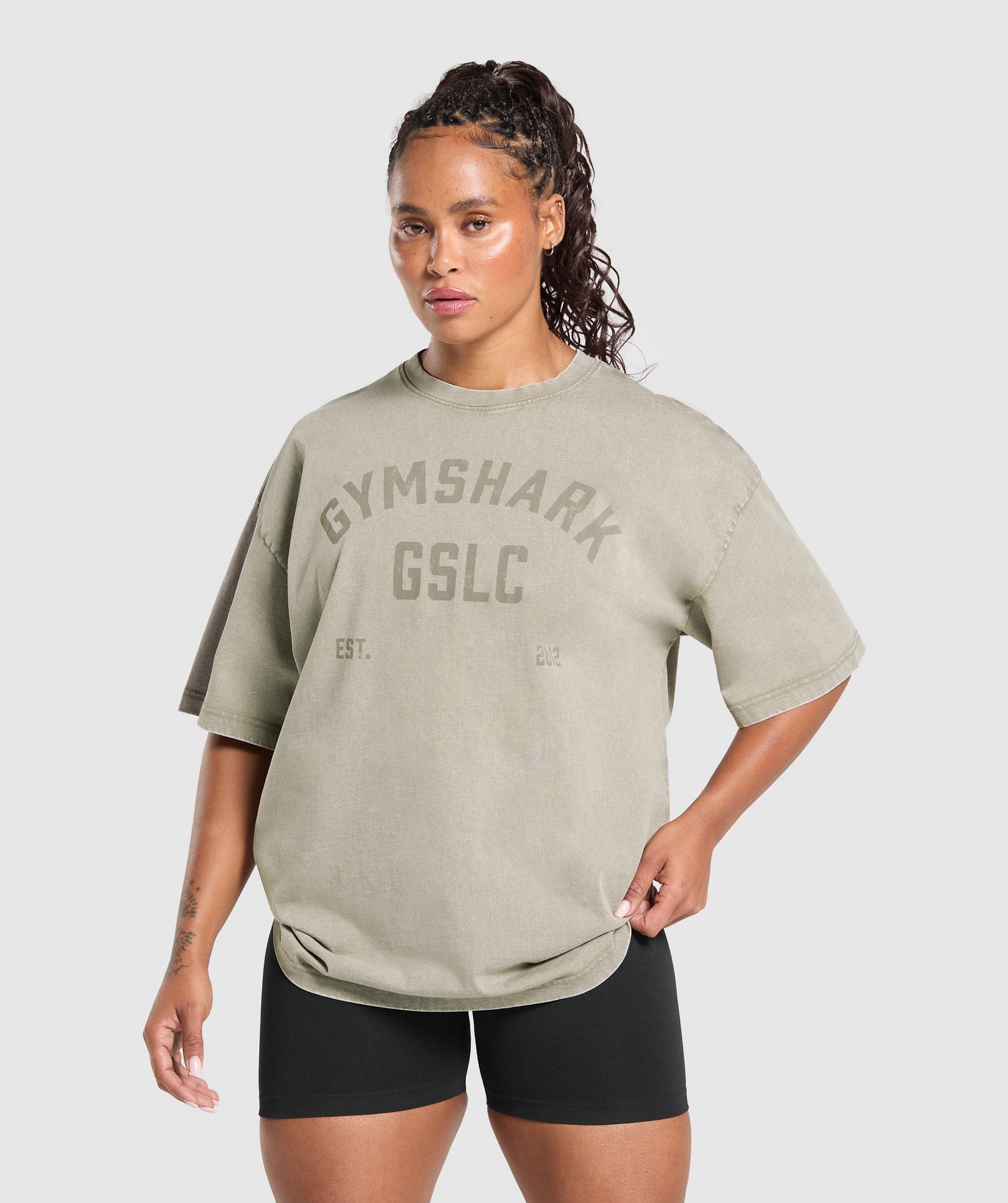 GSLC Graphic Oversized T-Shirt Brown
