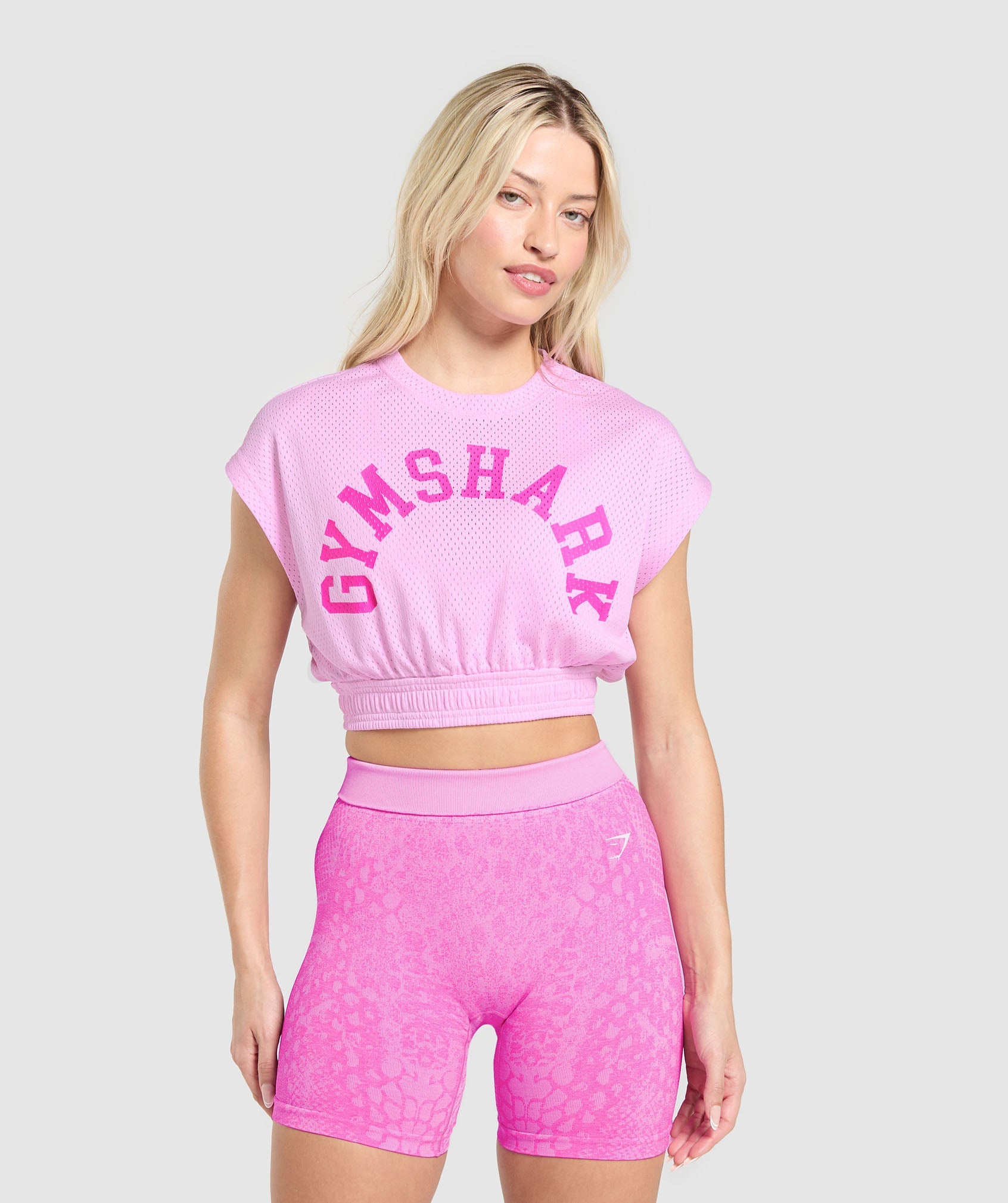 Mesh Graphic Crop Top Sour Pink