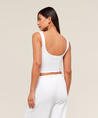 Waffle Cropped Tank White