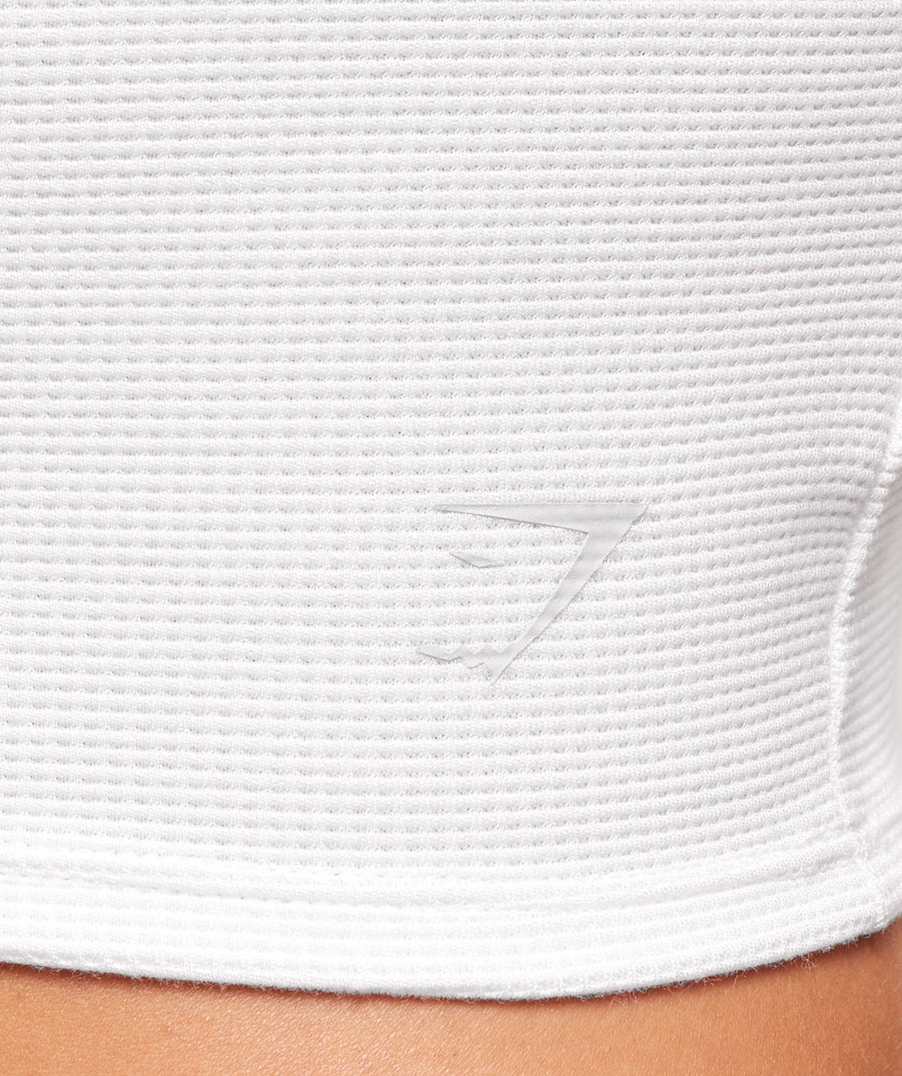 Waffle Cropped Tank White