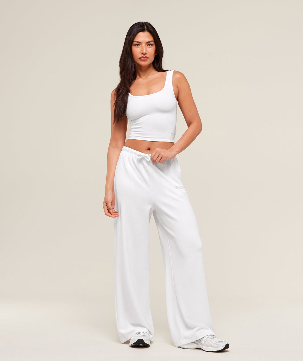 Waffle Cropped Tank White