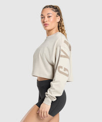 Wordmark Graphic Long Sleeve Top Pebble Grey