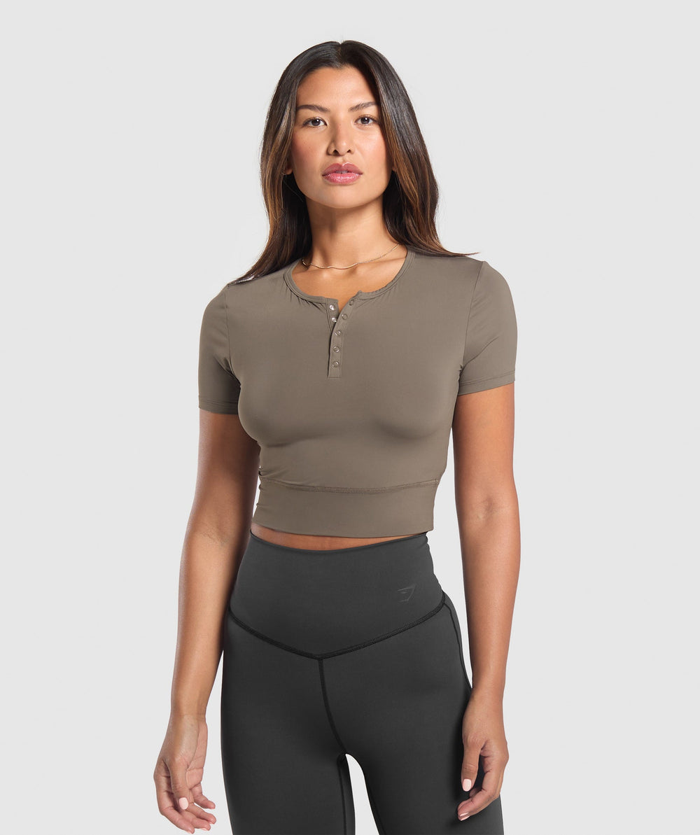 Rest Day Buttery Soft Midi Top Camo Brown