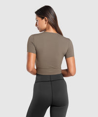 Rest Day Buttery Soft Midi Top Camo Brown