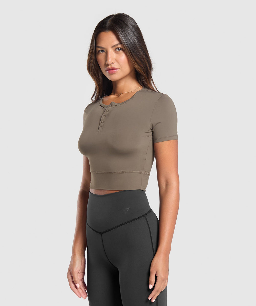 Rest Day Buttery Soft Midi Top Camo Brown