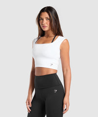 Everyday Cap Sleeve Crop Top White