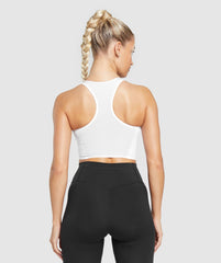 Crop Mesh Tank White