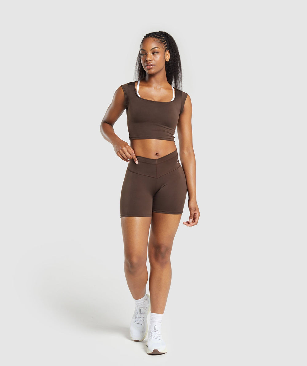 Everyday Cap Sleeve Crop Top Archive Brown