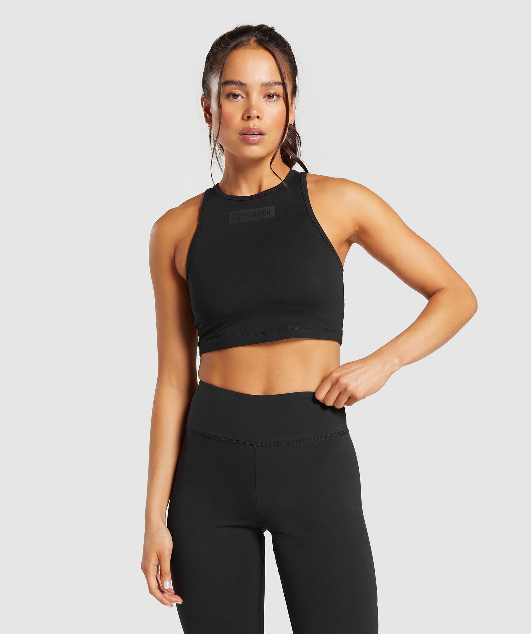Block Crop Tank Black