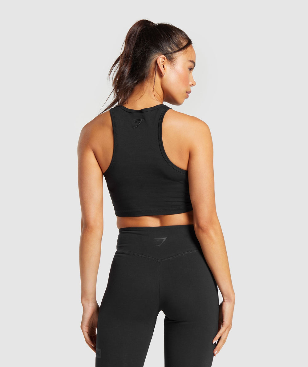 Block Crop Tank Black