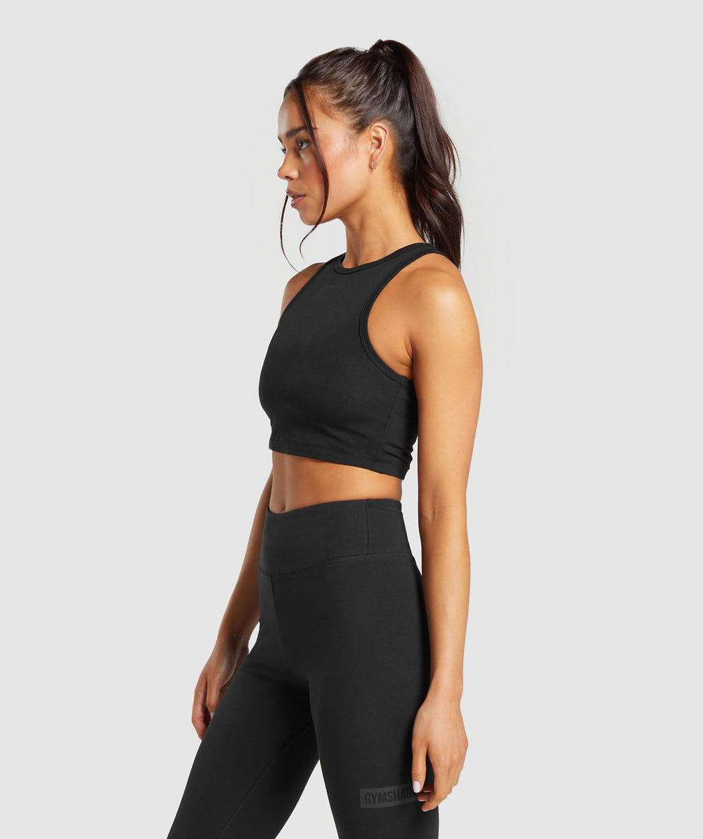 Block Crop Tank Black