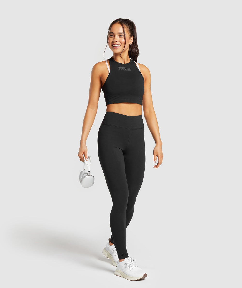Block Crop Tank Black